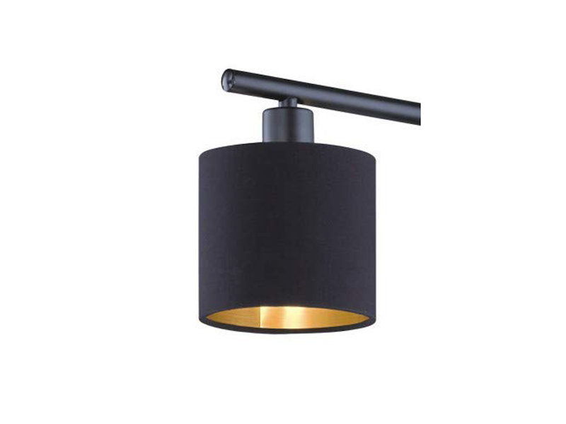 Pendelleuchte TOMMY 4-flammig Stoff Lampenschirme Schwarz/Gold, Breite 75cm