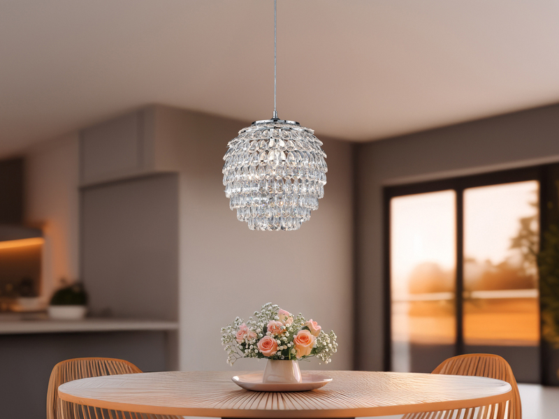 Hängeleuchte PETTY mit Kristall Behang aus Acryl, Ø 35cm