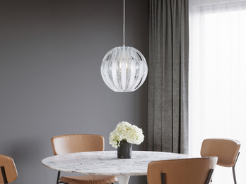 Pendelleuchte PUMPKIN mit Acryl Kugel Lampenschirm, Transparent Ø 30cm