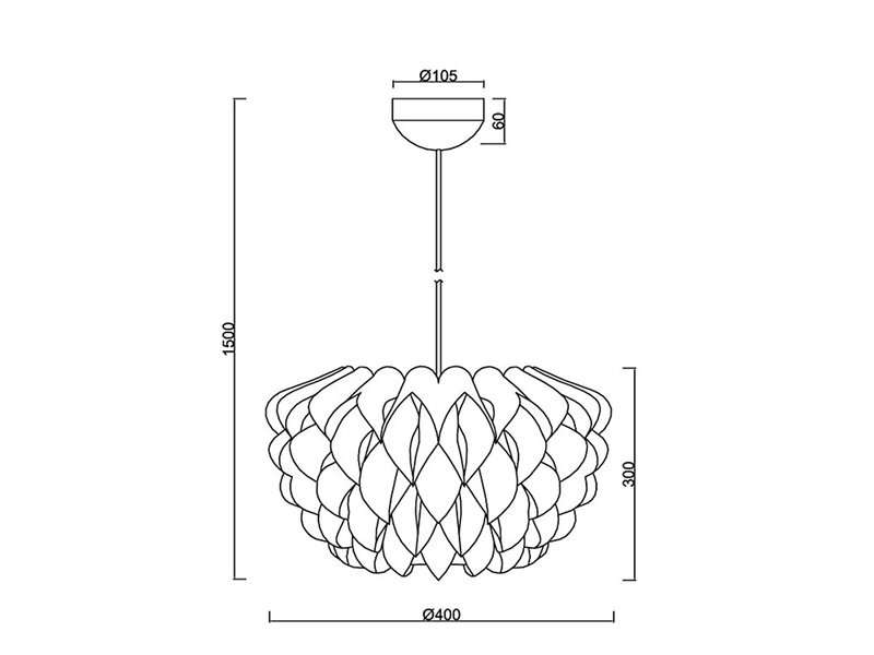 Skandinavische Pendelleuchte TILIA 1-flammig, Lampenschirm Weiß Ø 40cm