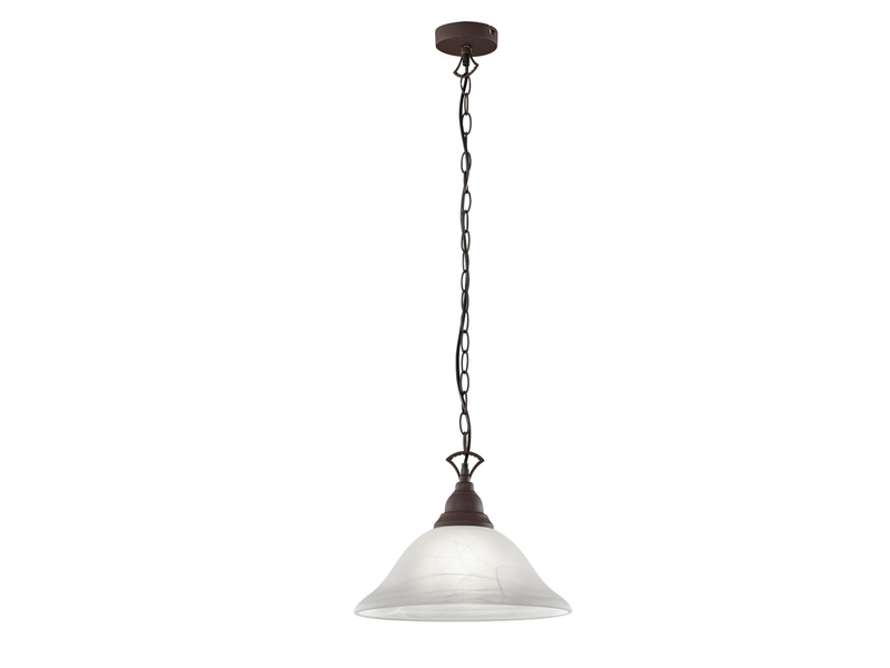 Pendelleuchte COUNTRY Landhaus mit Glasschirm Weiß, Rostoptik,  Ø 33,5cm
