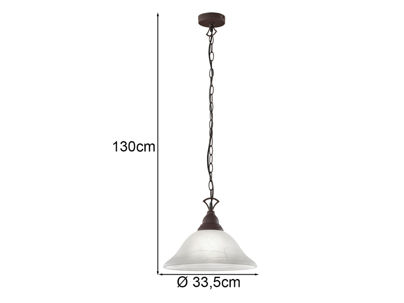 Pendelleuchte COUNTRY Landhaus mit Glasschirm Weiß, Rostoptik,  Ø 33,5cm