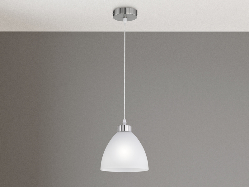 Kleine Pendelleuchte DALLAS 1-flammig mit Glas Lampenschirm Weiß, Ø 20cm