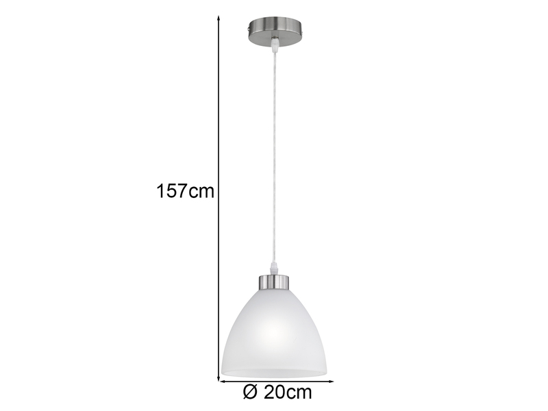 Kleine Pendelleuchte DALLAS 1-flammig mit Glas Lampenschirm Weiß, Ø 20cm