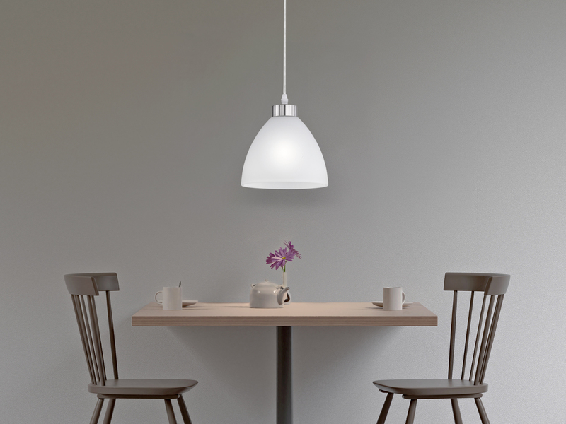 Kleine Pendelleuchte DALLAS 1-flammig mit Glas Lampenschirm Weiß, Ø 20cm