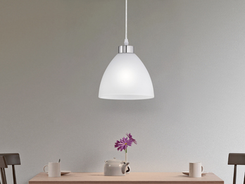 Kleine Pendelleuchte DALLAS 1-flammig mit Glas Lampenschirm Weiß, Ø 20cm