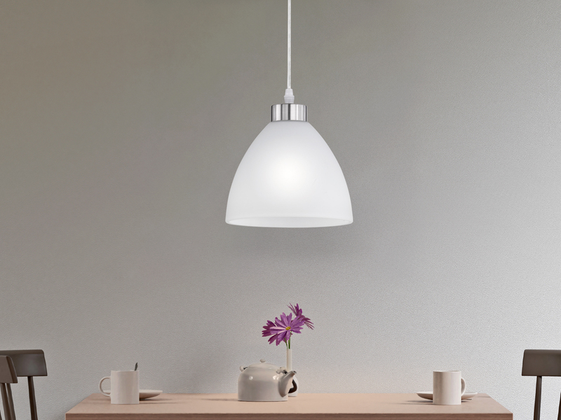 Kleine Pendelleuchte DALLAS 1-flammig mit Glas Lampenschirm Weiß, Ø 20cm