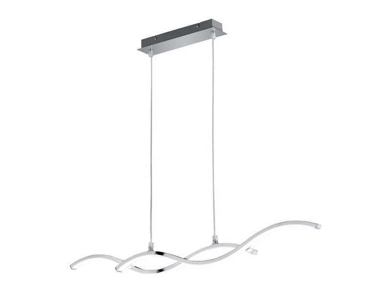 LED Pendelleuchte CODY geschwungene Form Aluminium Chrom, 92cm breit