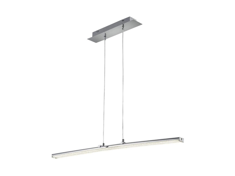 Schmale LED Pendelleuchte SPREAD Silber Chrom lang ausziehbar, Breite 100-140cm