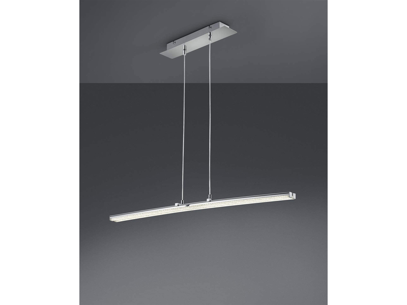 Schmale LED Pendelleuchte SPREAD Silber Chrom lang ausziehbar, Breite 100-140cm