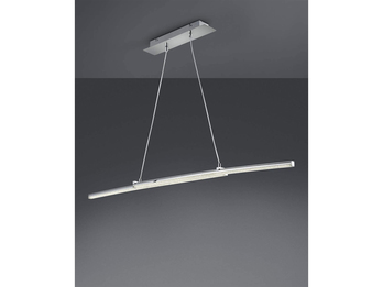 Schmale LED Pendelleuchte SPREAD Silber Chrom lang ausziehbar, Breite 100-140cm