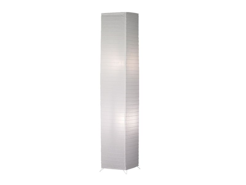Stehlampe BAMBOO aus Papier, Japandi Lichtsäule eckig in Weiß, Höhe 130cm