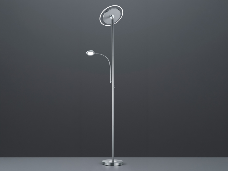 Moderner LED Deckenfluter ACKBAR dimmbar, mit Leselampe, Höhe 182cm