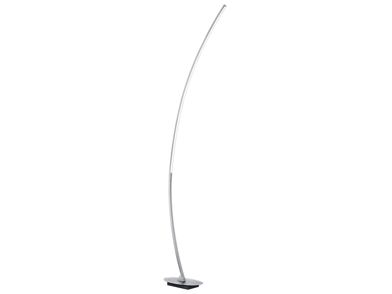LED Stehleuchte SOLO gebogen Metall Silber gebürstet, Höhe 158cm