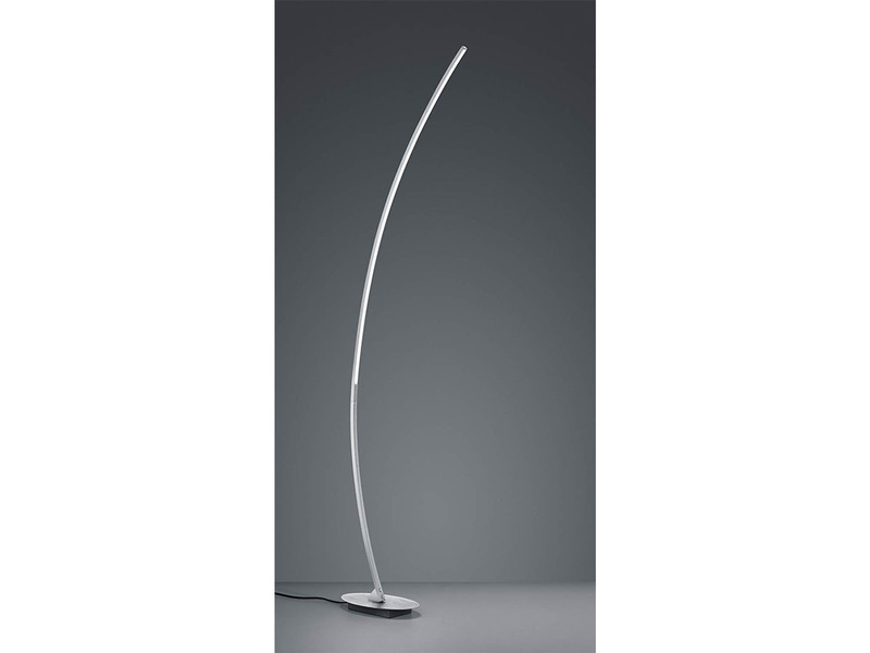 LED Stehleuchte SOLO gebogen Metall Silber gebürstet, Höhe 158cm