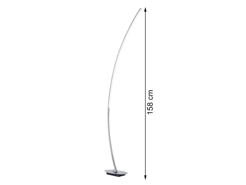 LED Stehleuchte SOLO gebogen Metall Silber gebürstet, Höhe 158cm