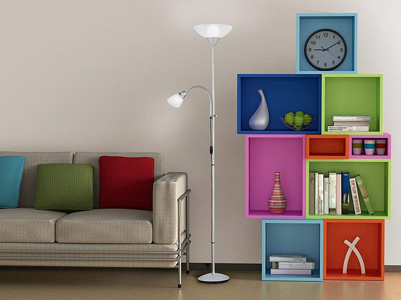 Deckenfluter ERZWO mit flexibler Leselampe, Höhe 180cm