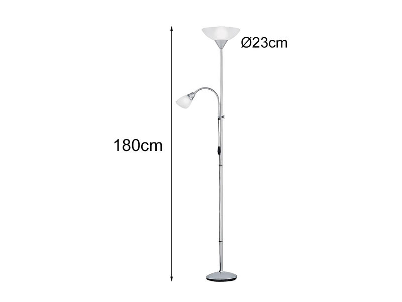 Deckenfluter ERZWO mit flexibler Leselampe, Höhe 180cm