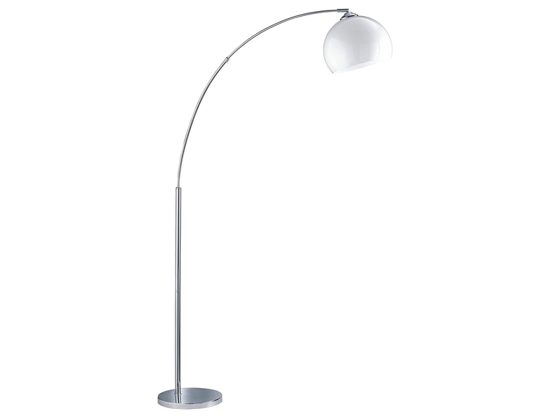 Bogenlampe Designklassiker BRASILIA Silber Chrom mit Acrylschirm, Höhe 180cm