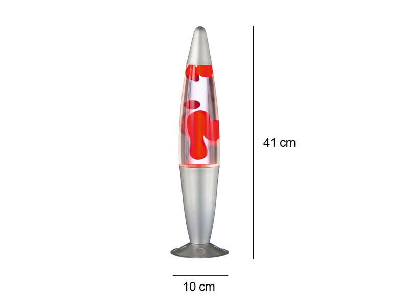 Große Raketen Lavalampe in Rot Silber, Höhe 41cm
