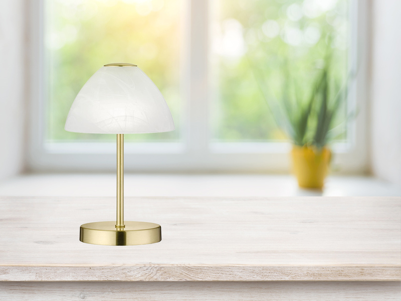 LED Tischleuchte QUEEN dimmbar, Metall Messing matt, Höhe 24cm