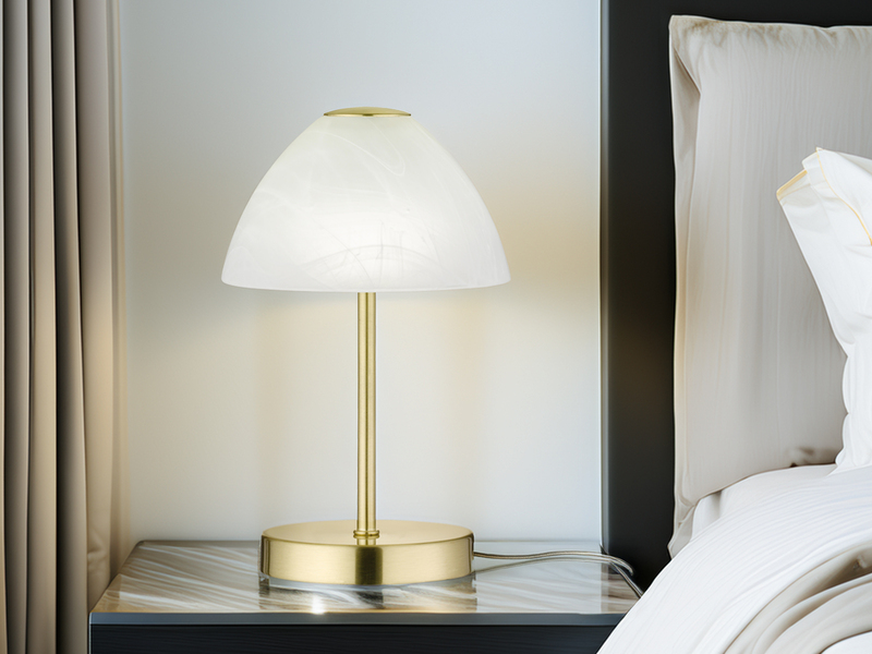 LED Tischleuchte QUEEN dimmbar, Metall Messing matt, Höhe 24cm