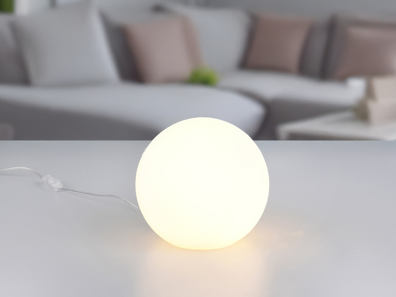 Kleine Glas Kugel Tischlampe PINGPONG Weiß Ø 20cm