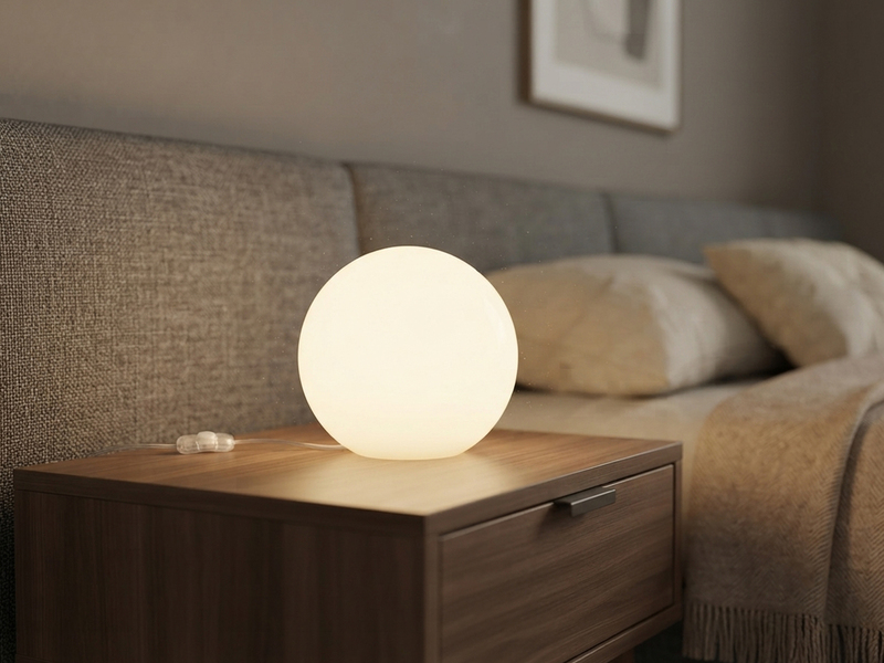 Kleine Glas Kugel Tischlampe PINGPONG Weiß Ø 20cm