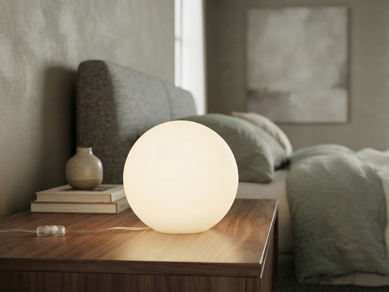 Kleine Glas Kugel Tischlampe PINGPONG Weiß Ø 20cm