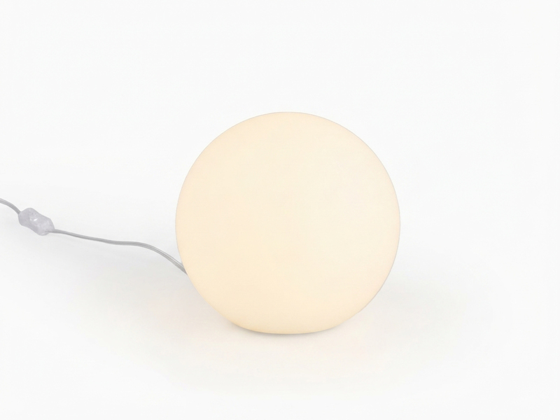 Kleine Glas Kugel Tischlampe PINGPONG Weiß Ø 20cm