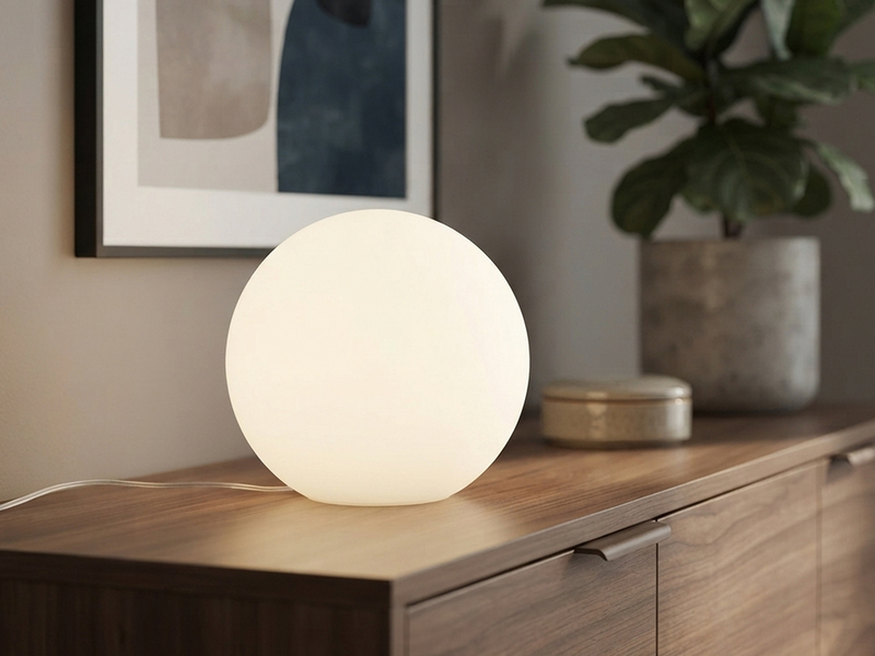 Kleine Glas Kugel Tischlampe PINGPONG Weiß Ø 20cm
