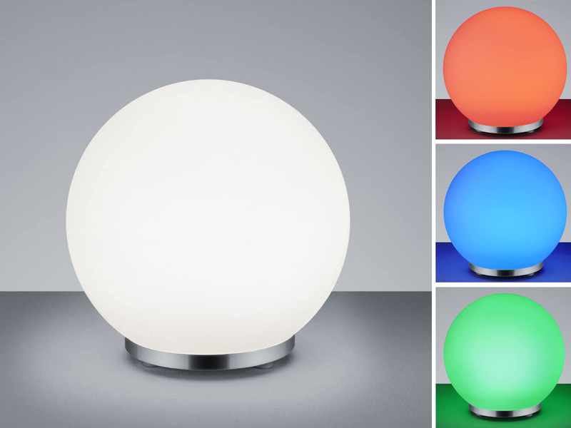 LED Tischleuchte GEORGE Glaskugel Weiß mit Fernbedienung Farbwechsel, Höhe 19cm