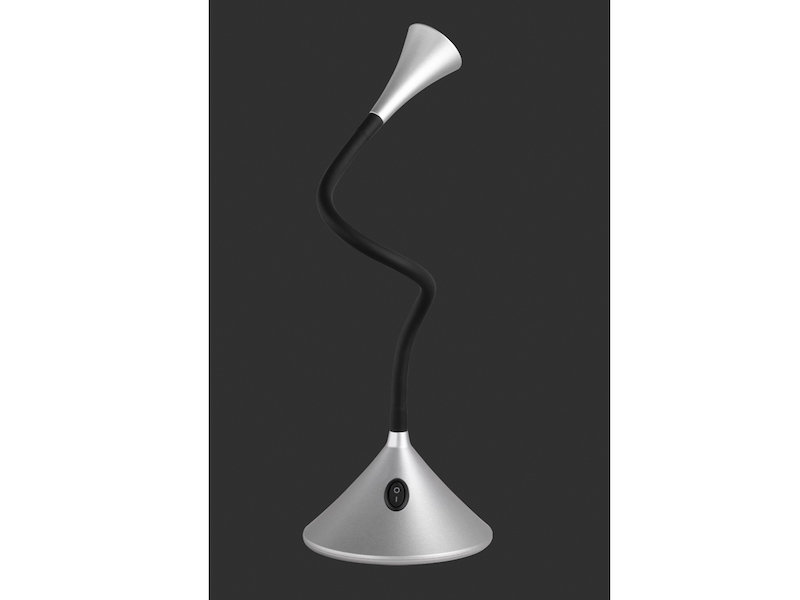 Flexible 2in1 LED Tischlampe & Wandlampe VIPER in Schwarz/Silber Schalter am Fuß