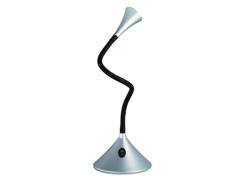 Flexible 2in1 LED Tischlampe & Wandlampe VIPER in Schwarz/Silber Schalter am Fuß