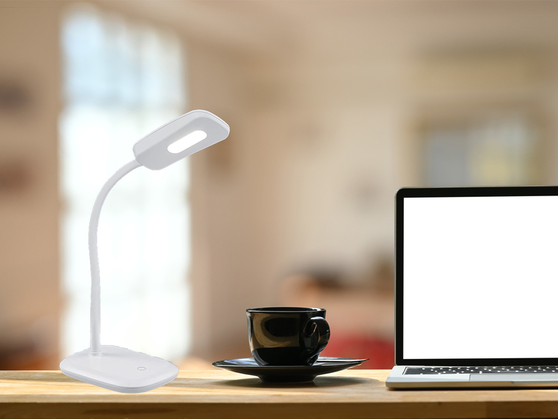 LED Schreibtischleuchte BOA in Weiß mit Flex Gelenk & 4-fach Dimmer, 36cm
