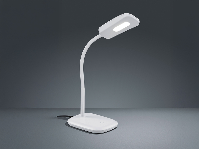 LED Schreibtischleuchte BOA in Weiß mit Flex Gelenk & 4-fach Dimmer, 36cm