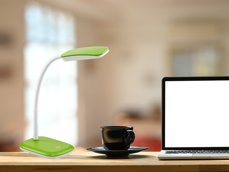 LED Schreibtischleuchte BOA in Grün mit Flex Gelenk & 4-fach Dimmer, 36cm