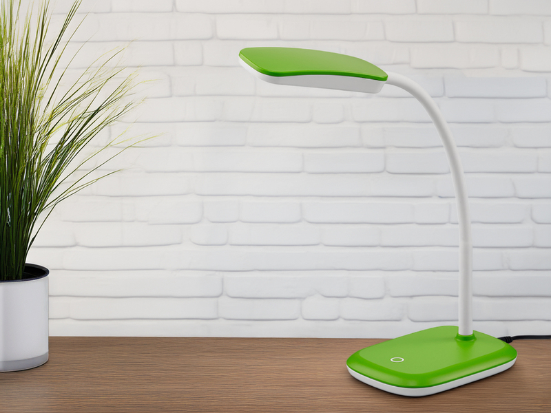 Dimmbare LED Schreibtischlampe BOA mit Flexarm, Grün Weiß, Höhe 36cm
