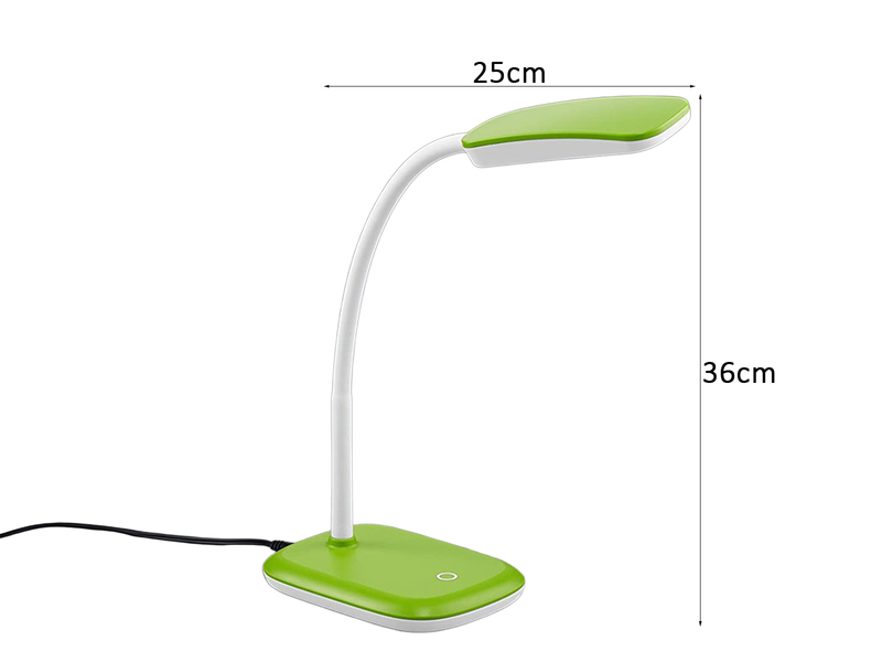 Dimmbare LED Schreibtischlampe BOA mit Flexarm, Grün Weiß, Höhe 36cm