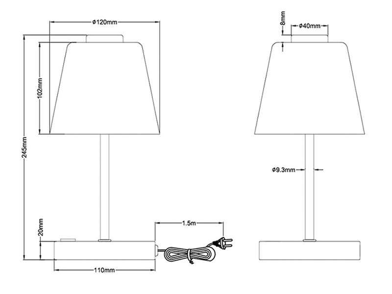 LED Tischleuchte EMMY Metall 4-fach Dimmer Silber matt, 24cm hoch