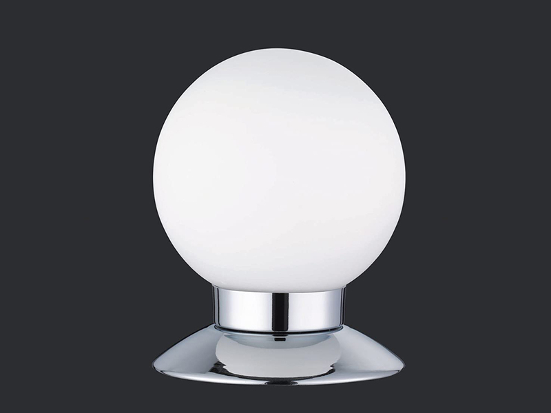 LED Tischleuchte PRINCESS Chrom Glasschirm Weiß dimmbar Touch Sensor, Ø10cm