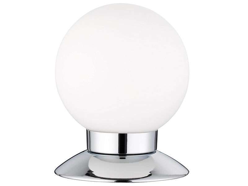 LED Tischleuchte PRINCESS Chrom Glasschirm Weiß, Touchdimmer, Höhe 13cm