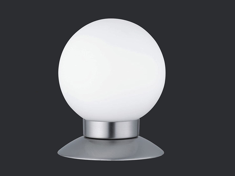 LED Tischleuchte PRINCESS Silber Glasschirm Weiß dimmbar Touch Sensor, Ø10cm