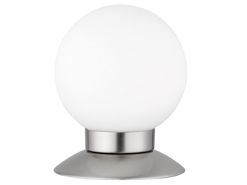 LED Tischleuchte PRINCESS Silber Glasschirm Weiß dimmbar Touch Sensor, Ø10cm