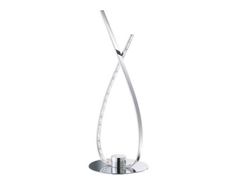 Moderne LED Tischleuchte MICKEY Metall Silber Chrom - Höhe 31,5cm