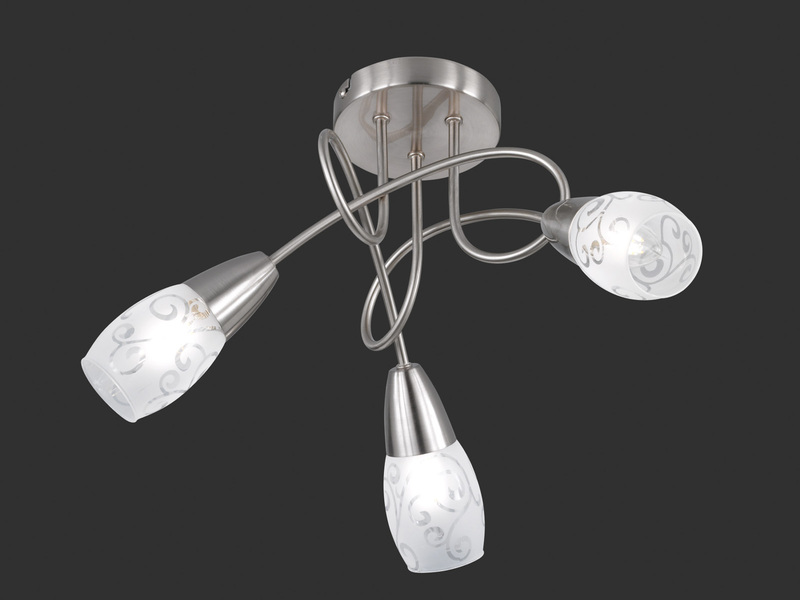 Deckenleuchte COLMAR Rondell 3-flammig Silber, Dekorglas satiniert, Ø 47cm