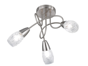 Deckenleuchte COLMAR Rondell 3-flammig Silber, Dekorglas satiniert, Ø 47cm
