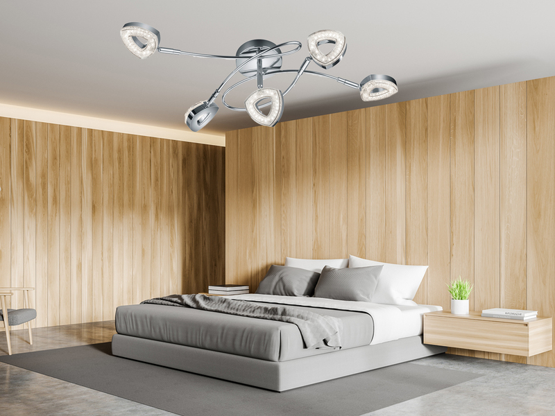 LED Deckenstrahler TOURS 5-flammig Silber Chrom, Breite 54cm