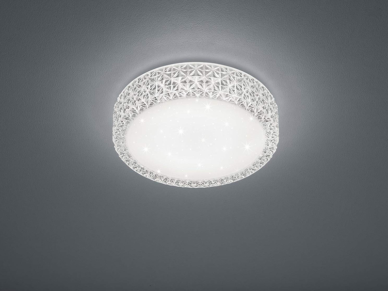 Kleine LED Deckenleuchte PEGASUS mit Sternenhimmel & Kristall Ø 28cm
