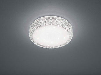 LED Deckenleuchte PEGASUS Ø28cm Höhe 8cm Weiß Glitzer+ Sterneneffekt